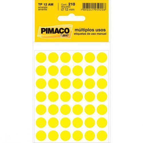 Etiqueta Pimaco Tp 12am Amarelo Redonda C/210