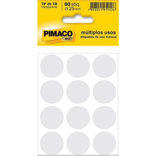 Etiqueta Pimaco Tp 25 Transparente (5 Folhas 60-etiquetas)