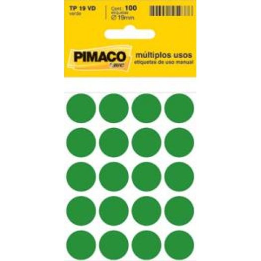 Etiqueta Tp 19 Redonda 100un Verde Fluor Pimaco Blister