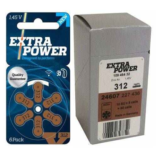 EXTRA POWER - 312 / PR41 - Bateria para Aparelho Auditivo