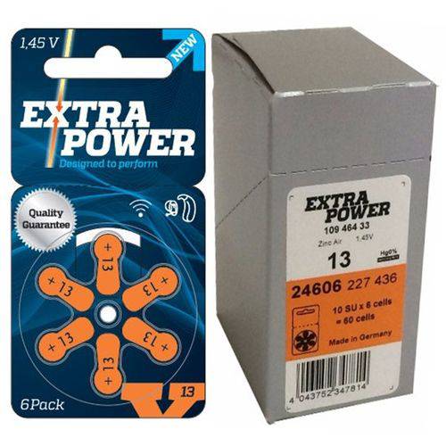 EXTRA POWER - 13 / PR48 - Bateria para Aparelho Auditivo - 60 Unidades
