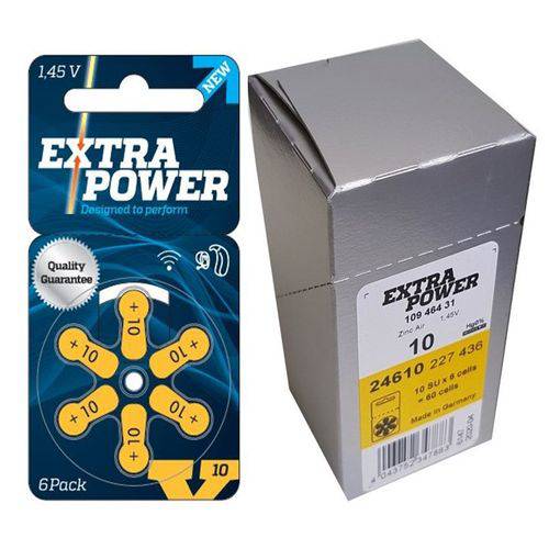 EXTRA POWER - 10 / PR70 - Bateria para Aparelho Auditivo - 60 Unidades