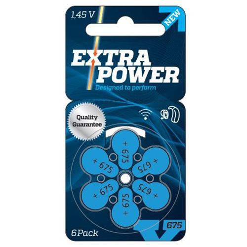 EXTRA POWER - Modelo 675 / PR44 - Bateria para Aparelho Auditivo - Cartela 6 Unid.