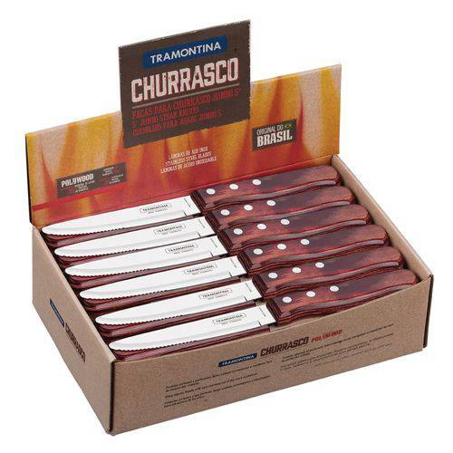 Faca Churrasco Jumbo Inox 5 Polywood Vermelho Escuro 21199768-Tramontina