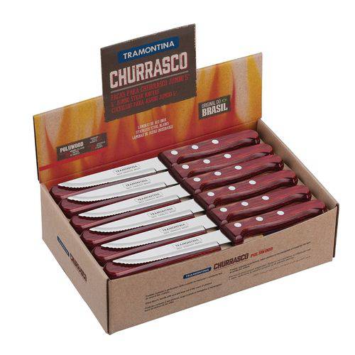 Faca Churrasco Jumbo Inox 5 Polywood Vermelho Escuro 21499706-Tramontina