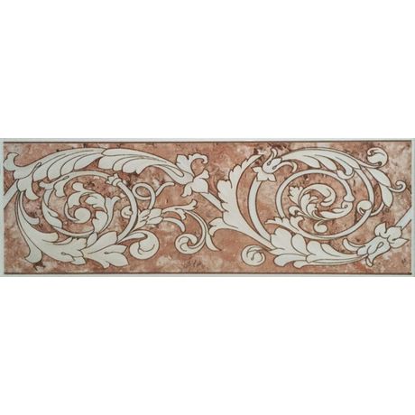 Faixa Cerâmica Importada Arabesco Terracota Borda Reta 11x31,6