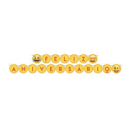 Faixa Feliz Aniversário Emoji Festcolor