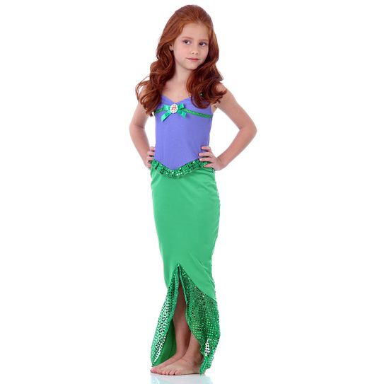 Fantasia Ariel Disney Infantil Vestido G