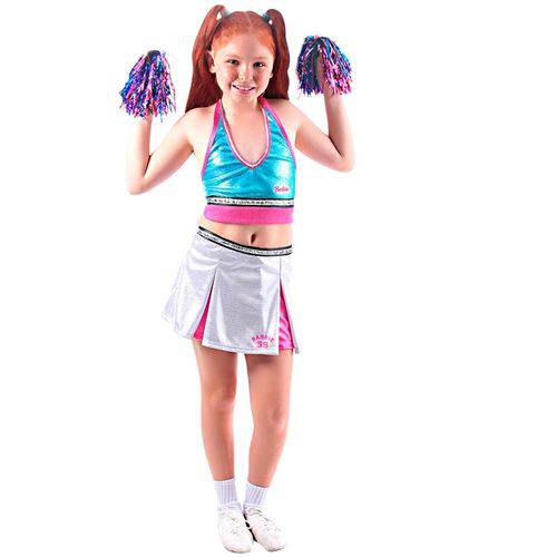 Fantasia Barbie Líder de Torcida Cheer Leaders Infantil Luxo
