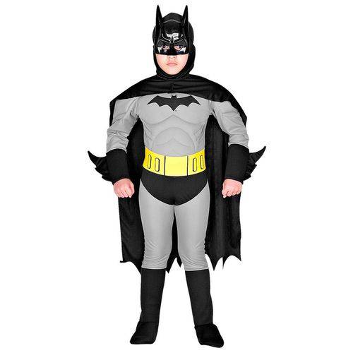 Fantasia Batman Clássico Infantil Luxo Liga da Justiça com Músculo
