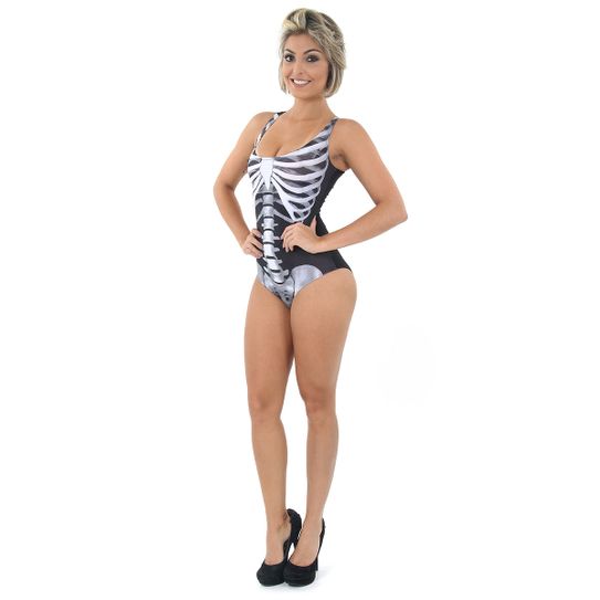 Fantasia Body Esqueleto Adulto - Halloween PP