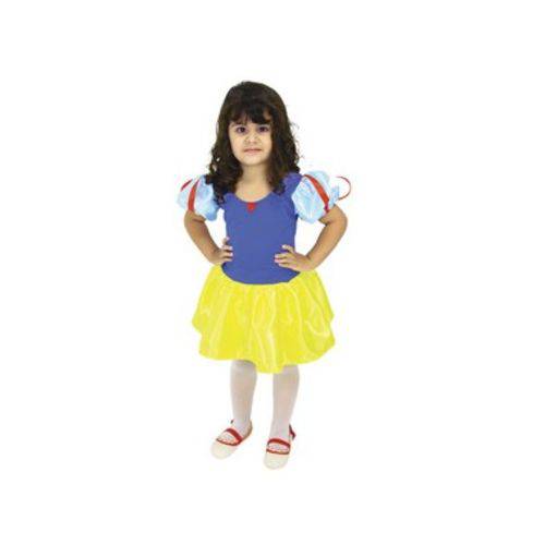 Fantasia Branca de Neve Vestido Infantil Curto Bm5 Azul/Amarelo Brink Model