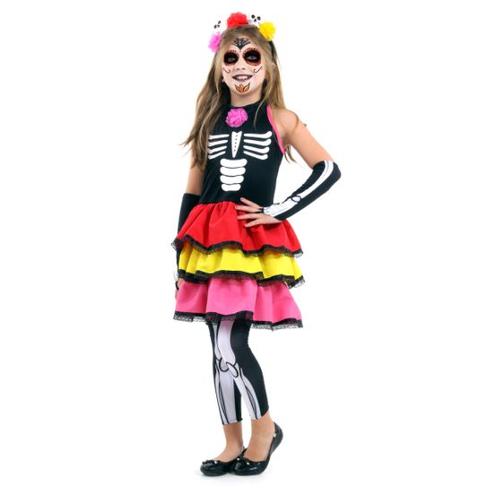 Fantasia Caveira Mexicana Colour Infantil - Halloween P