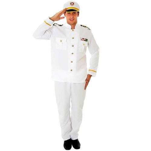 Fantasia Comandante Naval Adulto Luxo com Quepe - Gg 50 - 52