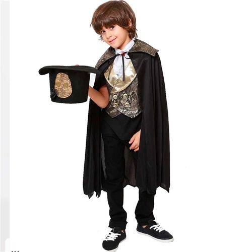 Fantasia Conde Dracula de Luxo Vampiro Igor Halloween Infantil