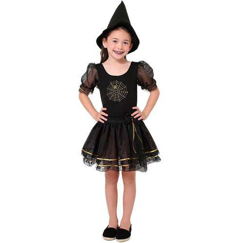 Fantasia de Bruxa Aranha de Luxo com Chapéu Halloween Infantil Feminina