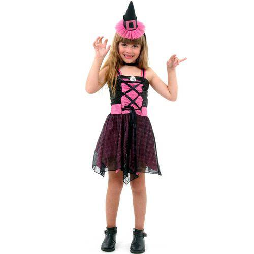 Fantasia de Bruxa Aranha Luxo Infantil Feminina com Chapéu Halloween