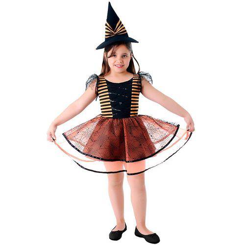 Fantasia de Halloween Bruxa Bruxinha Infantil com Chapéu