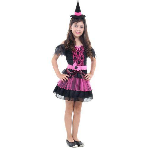 Fantasia de Halloween Infantil Bruxa Cassandra com Chapéu