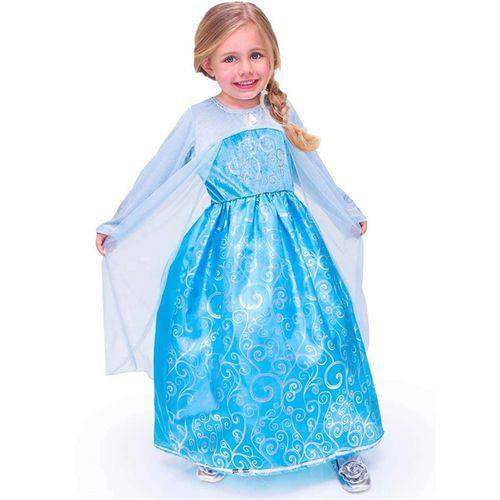 Fantasia Elsa Frozen Infantil Luxo com Capa - G 7 - 9