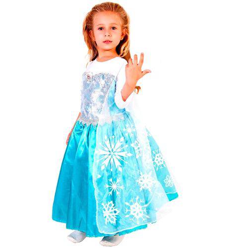 Fantasia Elsa Frozen Infantil Premium Detalhada