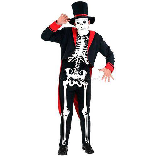 Fantasia Esqueleto Adulto Luxo Halloween Sulamericana