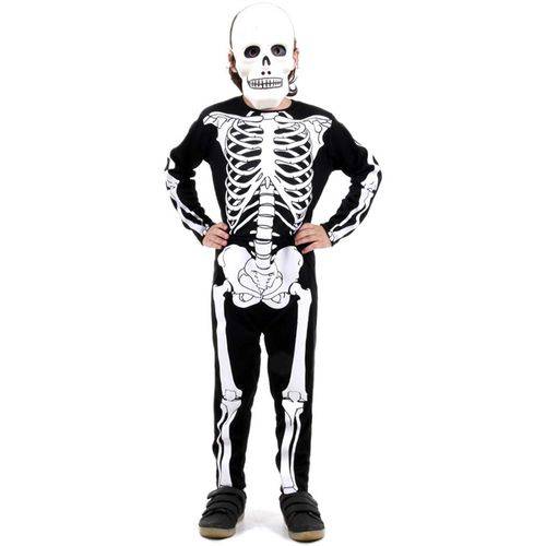 Fantasia Esqueleto Glow Infantil de Luxo Halloween
