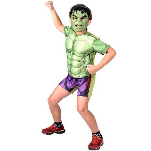 Fantasia Hulk Clássico Curto Infantil com Máscara Original