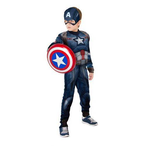 Fantasia Infantil Capitão América Vingadores da Marvel com Máscara e Escudo - Capitão América