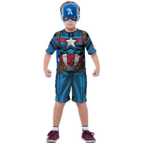 Fantasia Infantil do Capitão América Curto Clássico | Super-Heróis - Capitão América