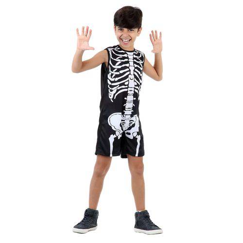 Fantasia Infantil Esqueleto Sulamericana Super Pop Preta e Branca G