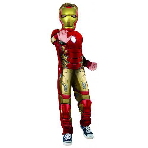 Fantasia Infantil Iron Man Vingadores da Marvel com Máscara - Homem de Ferro