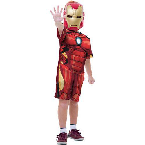 Fantasia Infantil Iron Man Vingadores da Marvel com Peitoral e Máscara - Homem de Ferro
