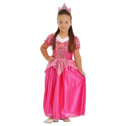 Fantasia Infantil Princesa Aurora Rosa Std Tam. M Sulamericana