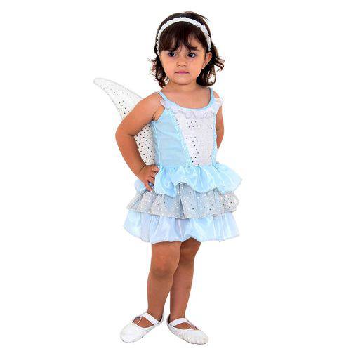 Fantasia Infantil Sulamericana Luxo Fadinha G Azul e Branco