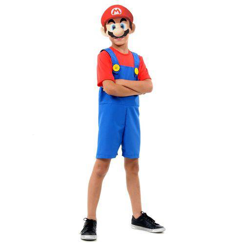 Fantasia Infantil Sulamericana Pop Mario Bros Azul/Vermelho G