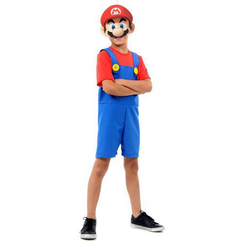 Fantasia Infantil Sulamericana Pop Mario Bros Azul/Vermelho M