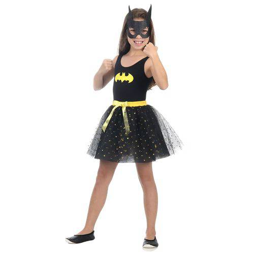 Fantasia Infantil Sulamericana Standard Bat Girl G Amarela e Preta