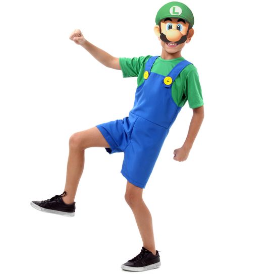 Fantasia Luigi Infantil Curto - Super Mario M