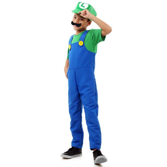 Fantasia Luigi Infantil Luxo - Super Mario P