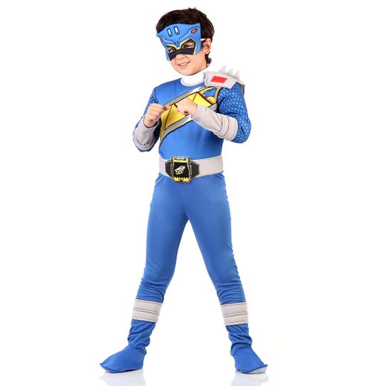 Fantasia Power Rangers Dino Azul Infantil Luxo G