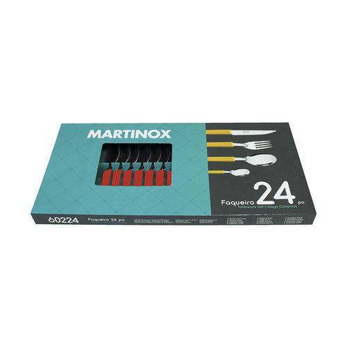 Faqueiro 24 Peças em Aço Inox e Polipropileno Vermelho – Martinazzo Martinox