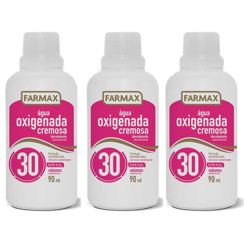 Farmax Água Oxigenada 30vol Cremosa 90ml (kit C/03)
