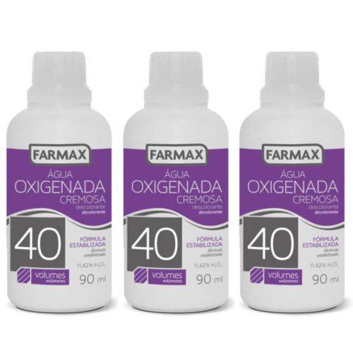 Farmax Água Oxigenada 40vol Cremosa 90ml (kit C/03)