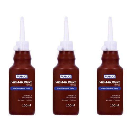 Farmax Farmaiodine Tópico Almotolia 100ml (kit C/03)