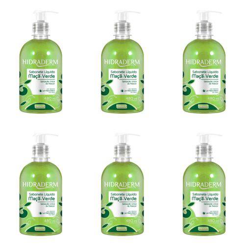 Farmax Hidraderm Sabonete Liquido Maça Verde C/ Glicerina 480ml (kit C/06)
