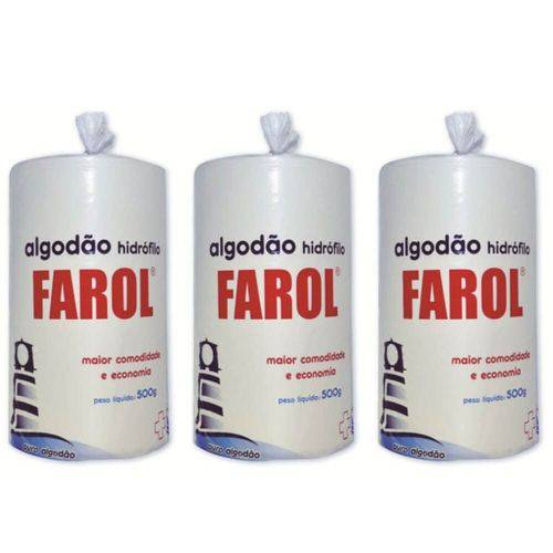 Farol Algodão Hidrófilo Rolo 500g (kit C/03)