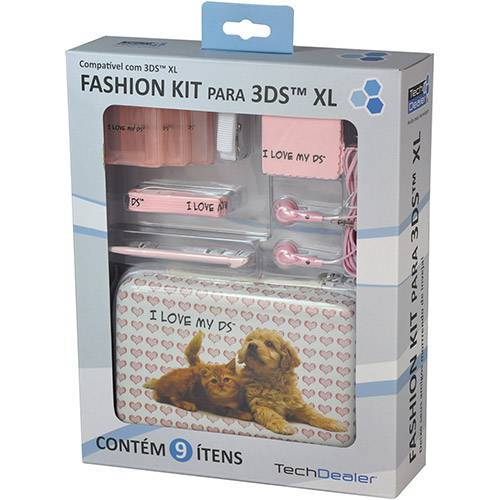 Fashion Kit para 3DS XL Pets - Branco/Rosa - Tech Dealer
