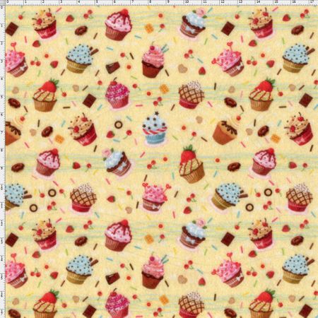 Feltro Mewi Doceria - Cupcake Fundo Amarelo (0,50x1,40)