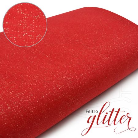 Feltro Mewi Glitter - Vermelho (0,50X1,40)